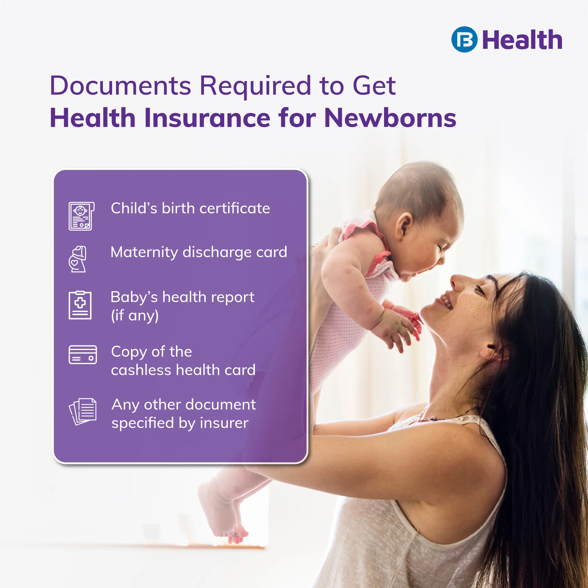 Documents Required for Health insurance for Newborn