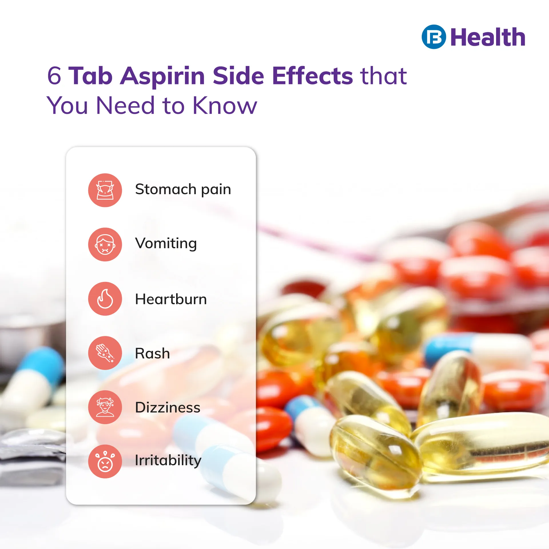 Aspirin Tablet side effects infographics