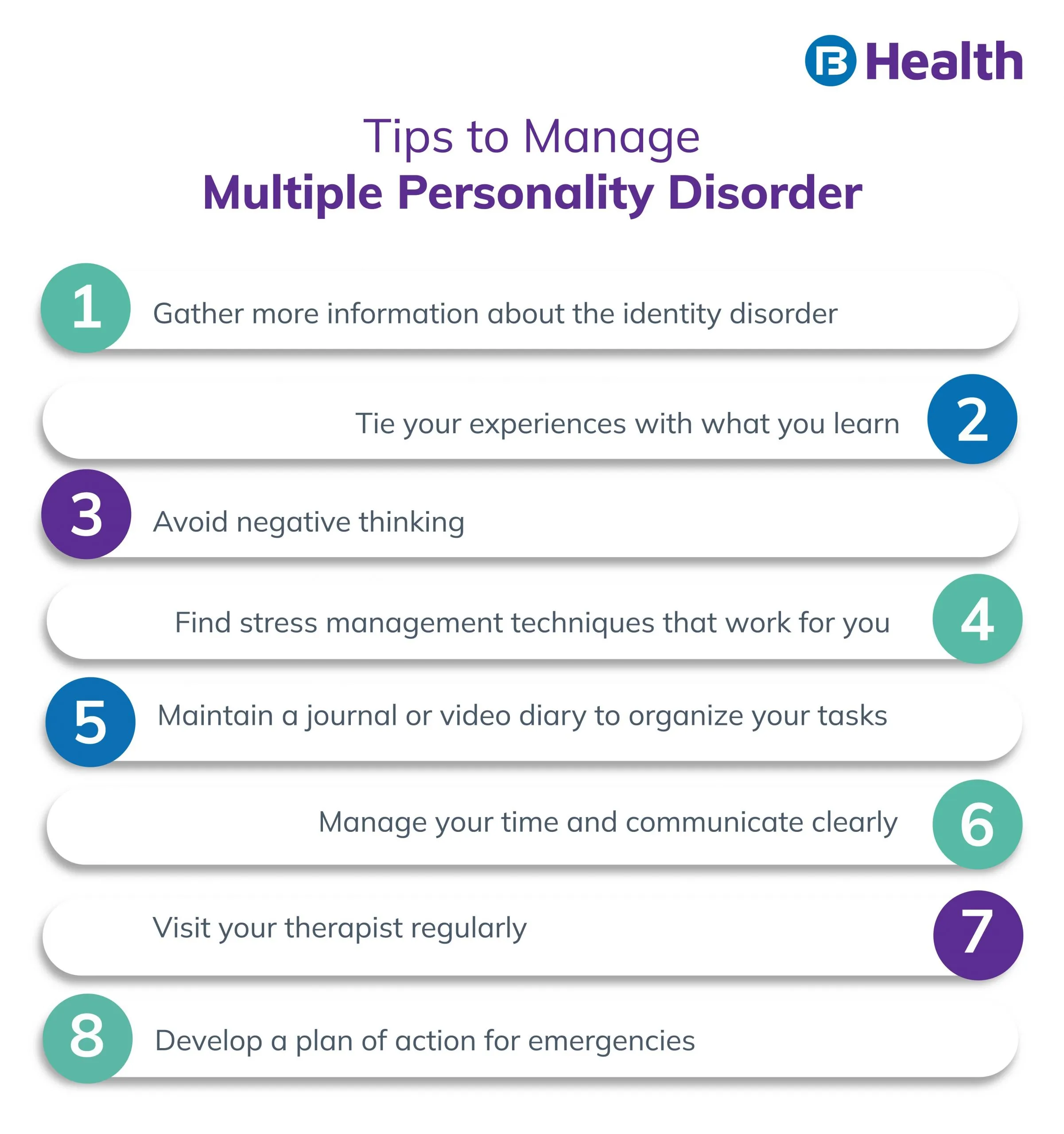 tips to manage Multiple Personality Disorder