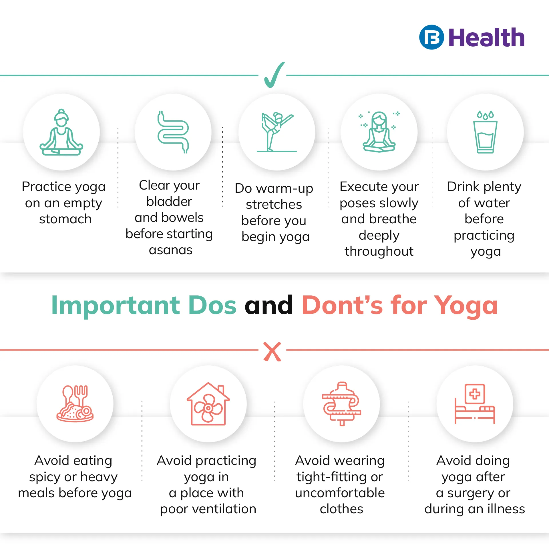 Do's and don'ts for yoga 